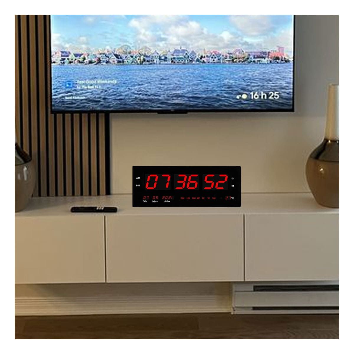 GENERICO - Pack4 Cronometro con Hora en Color Negro Y+Regalo Stickers