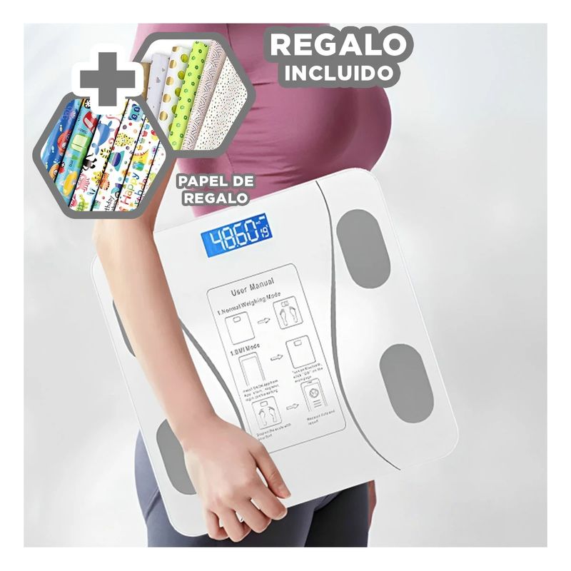 GENERICO - Balanza Moderna para el Hogar Negro Y+Papel de Regalo