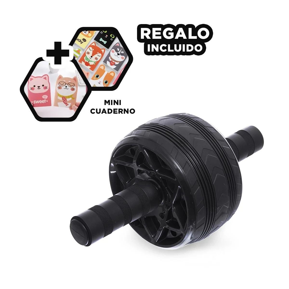 GENERICO - Rueda para Tonificar Abdominales Negro Y+Regalo Agendita