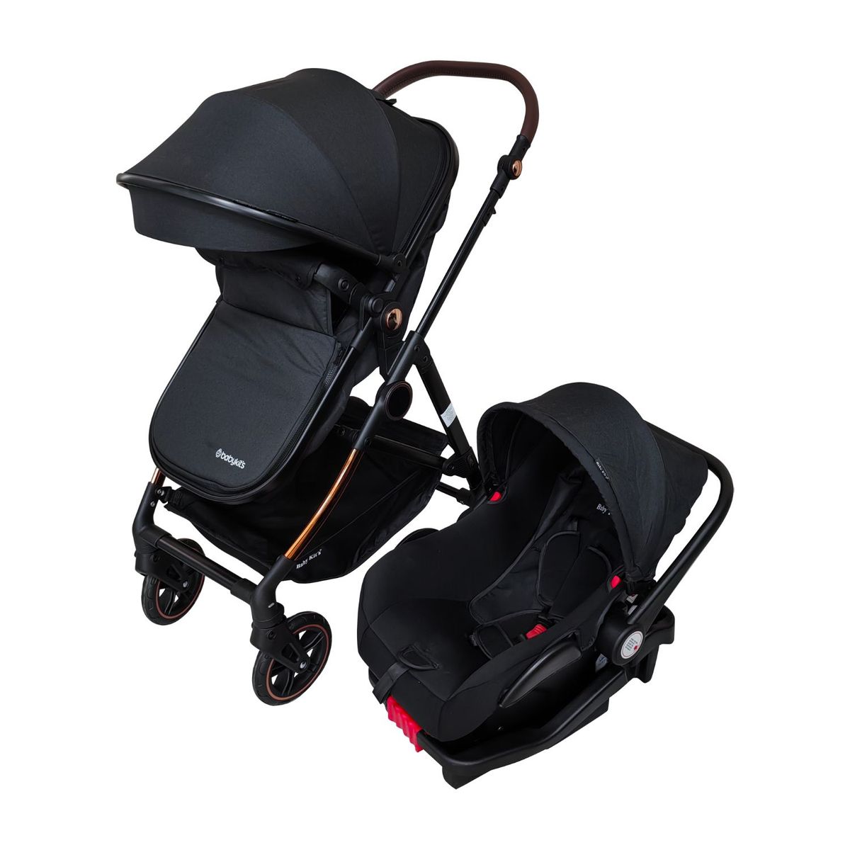 BABY KITS - Coche Cuna Vox TS Gold con Portabebé y base de auto Negro