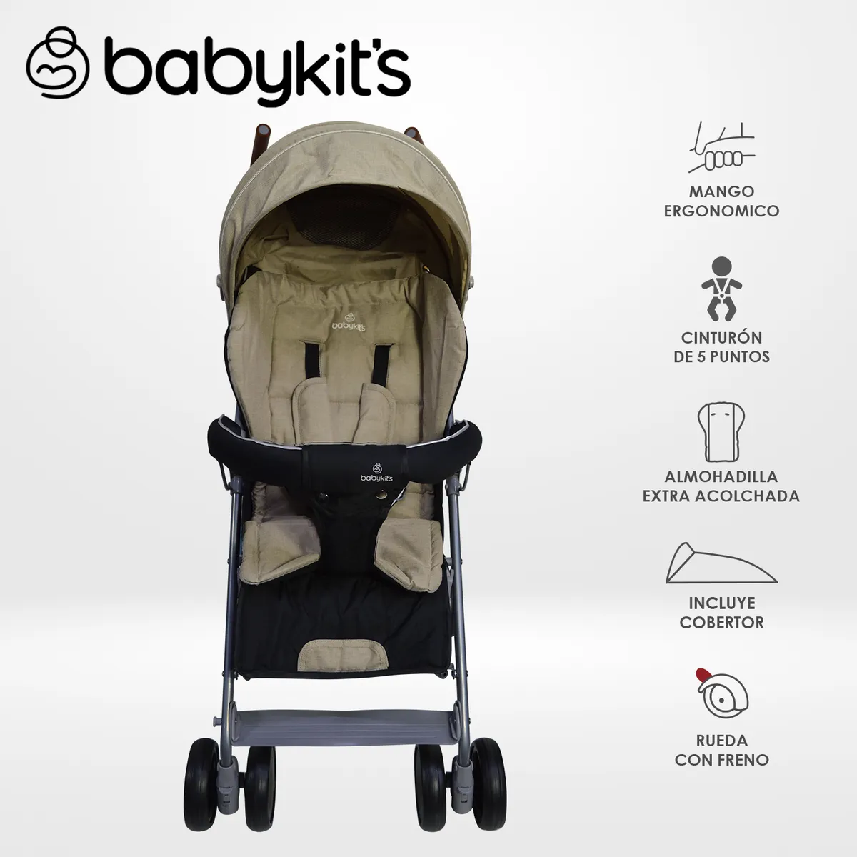 BABY KITS - Coche Bastón Clap Baby Kits Beige