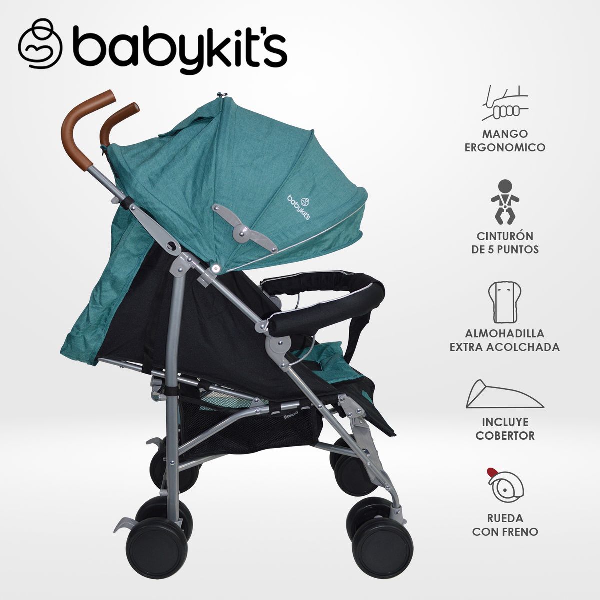 BABY KITS - Coche Bastón Clap Baby Kits Verde