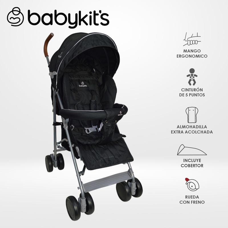 BABY KITS - Coche Bastón Clap Baby Kits Negro