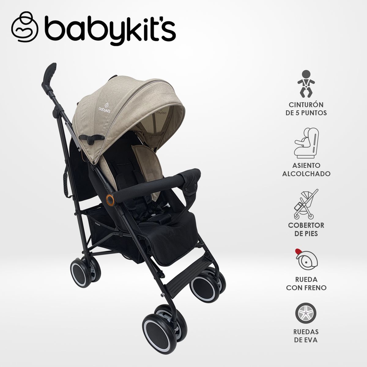 BABY KITS - Coche Bastón Fiesta con Bumper Baby Kits Beige