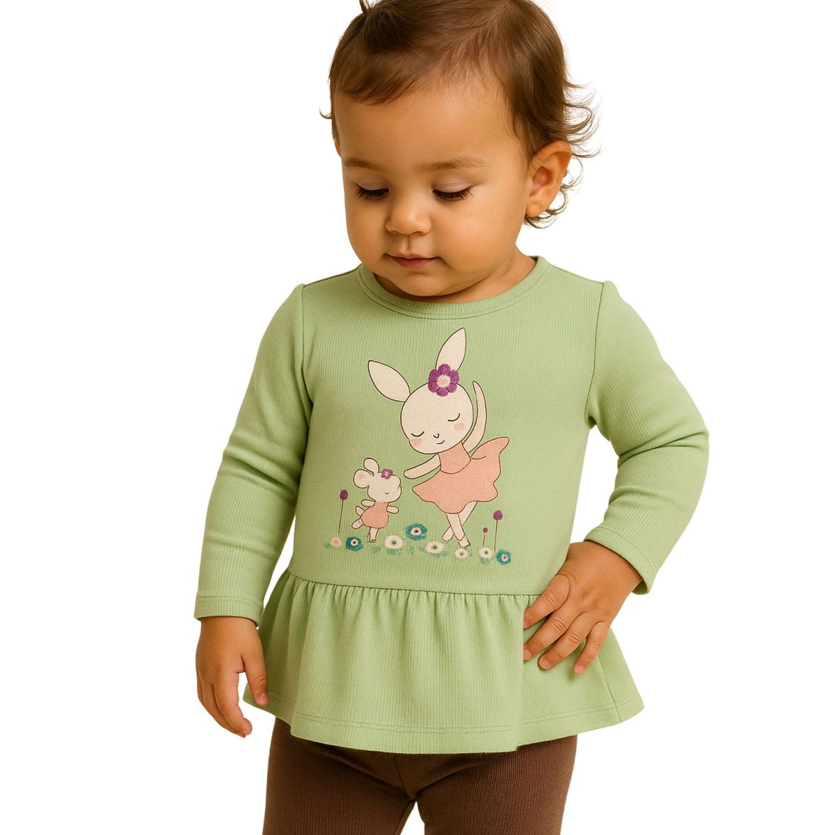 GENERICO - Polo Niña Manga Larga Verde Algodón  Angela Kids