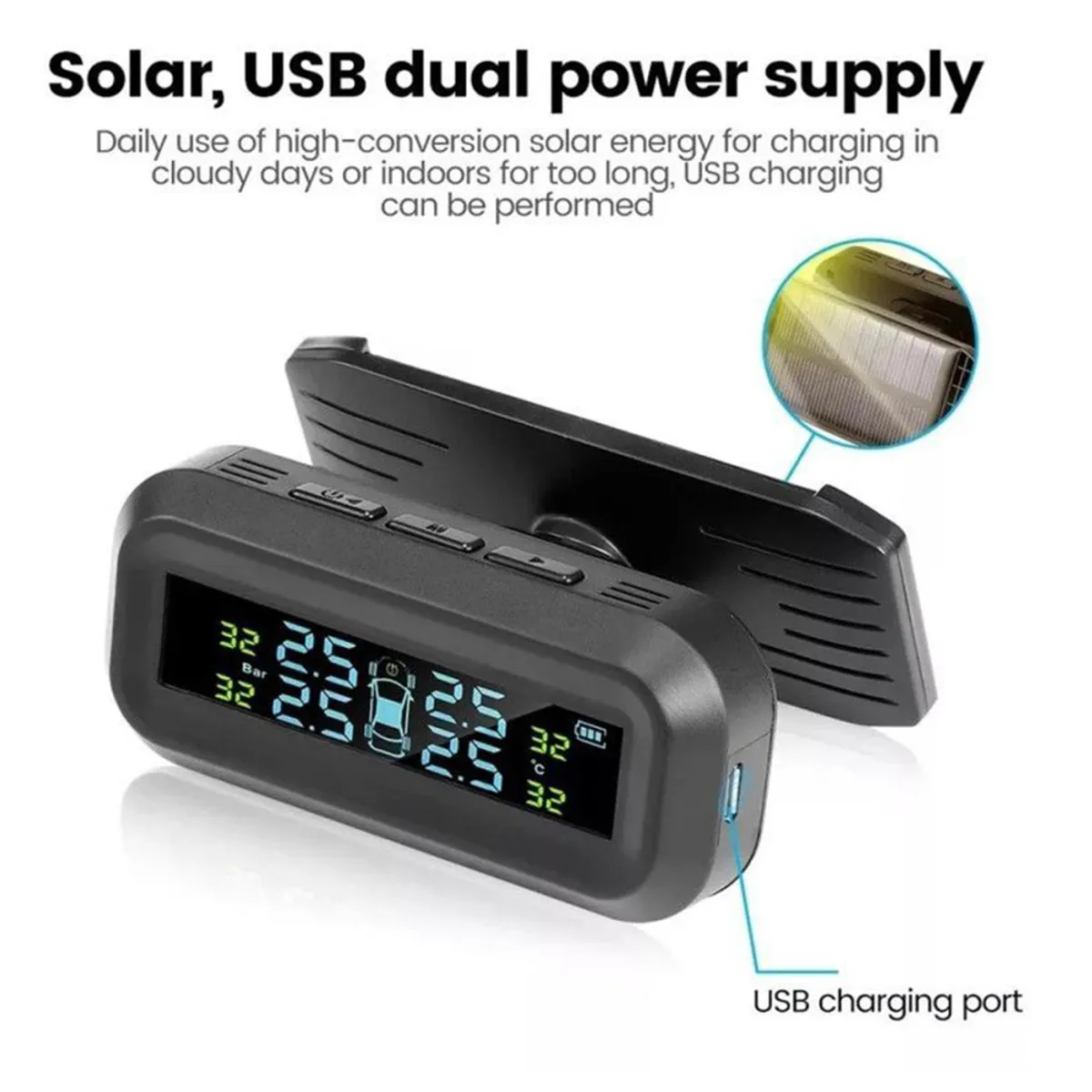 GENERICO - Monitor Solar de Presión de Neumáticos Volttak TPMS 4