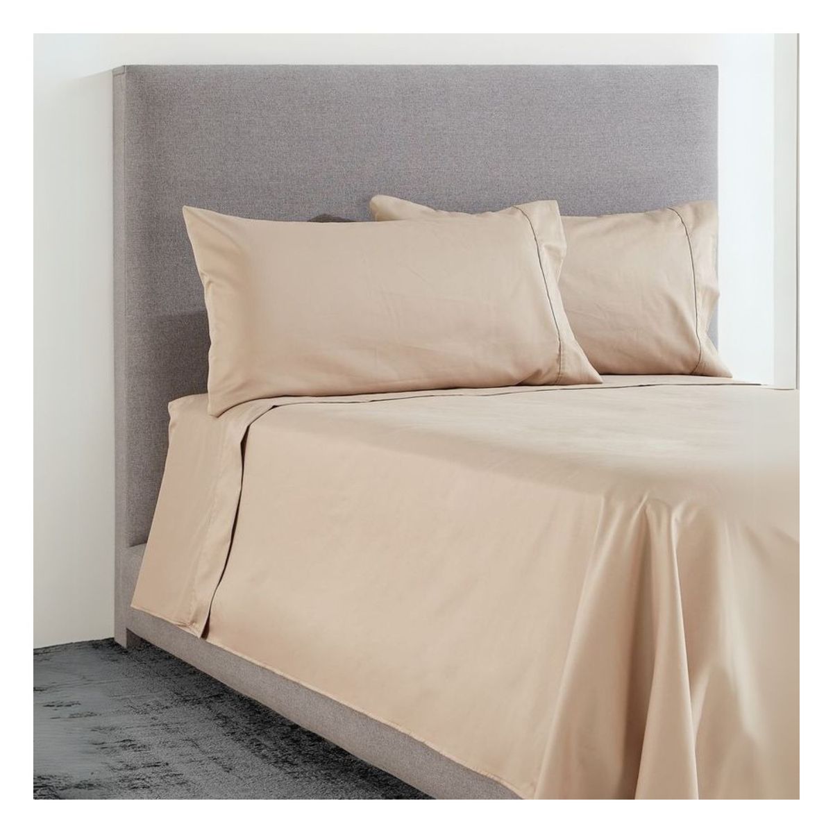 GENERICO - Sábanas 100 % algodón bramante beige 180 hilos Lima Tienda