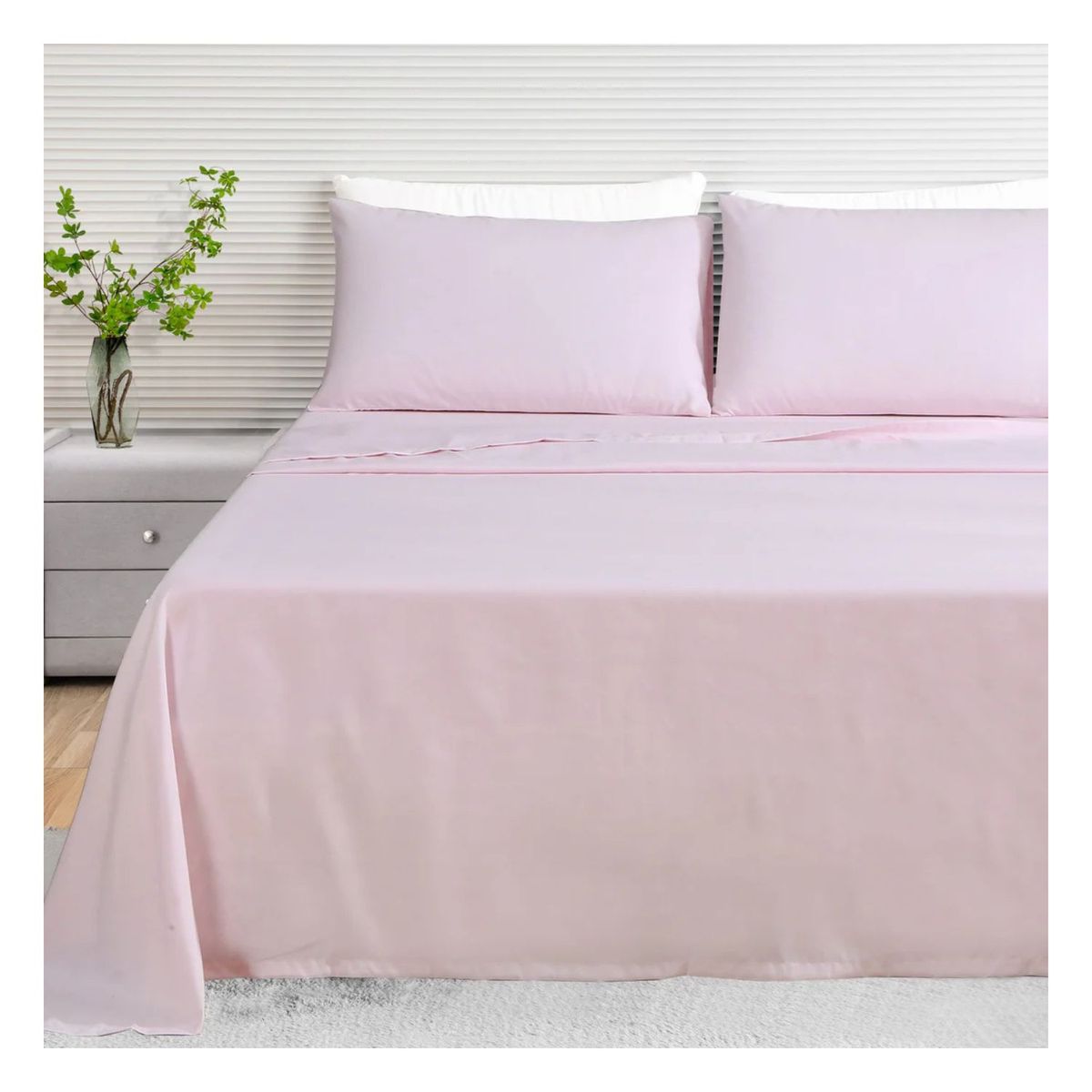 GENERICO - Sábanas 100 % algodón bramante rosado 180 hilos Lima Tienda