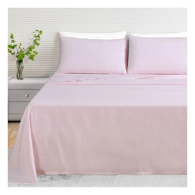 GENERICO - Sábanas 100 % algodón bramante rosado 180 hilos Lima Tienda