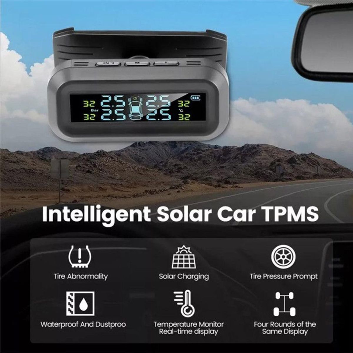 GENERICO - Monitor Solar de Presión de Neumáticos Volttak TPMS