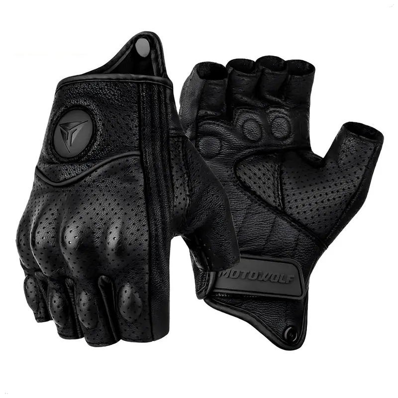 MOTOWOLF - GUANTES PARA MOTO  MOTOWOLF CUERO NATURAL SIN DEDOS