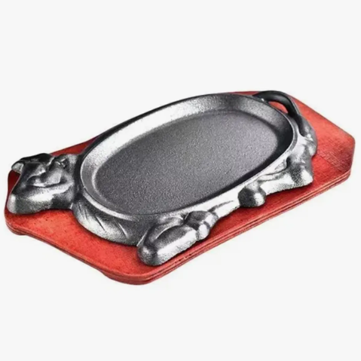 GENERICO - Sarten De Hierro Fundido Modelo Vaca Con Base De Madera