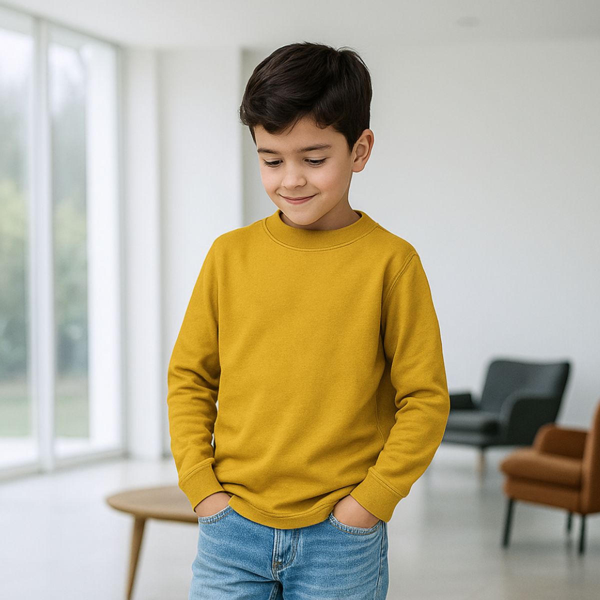 GENERICO - Polo Manga Larga Mostaza Niño Algodón - Angela Kids