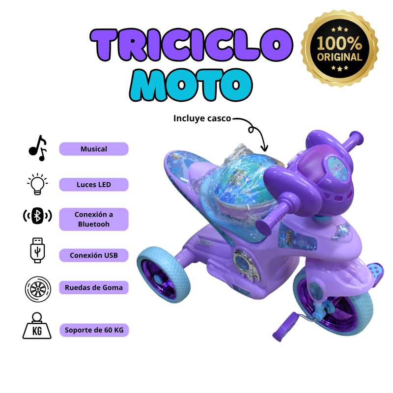 OKA - TRICICLO MOTO MUSICAL CON LUCES Y BLUETOOH