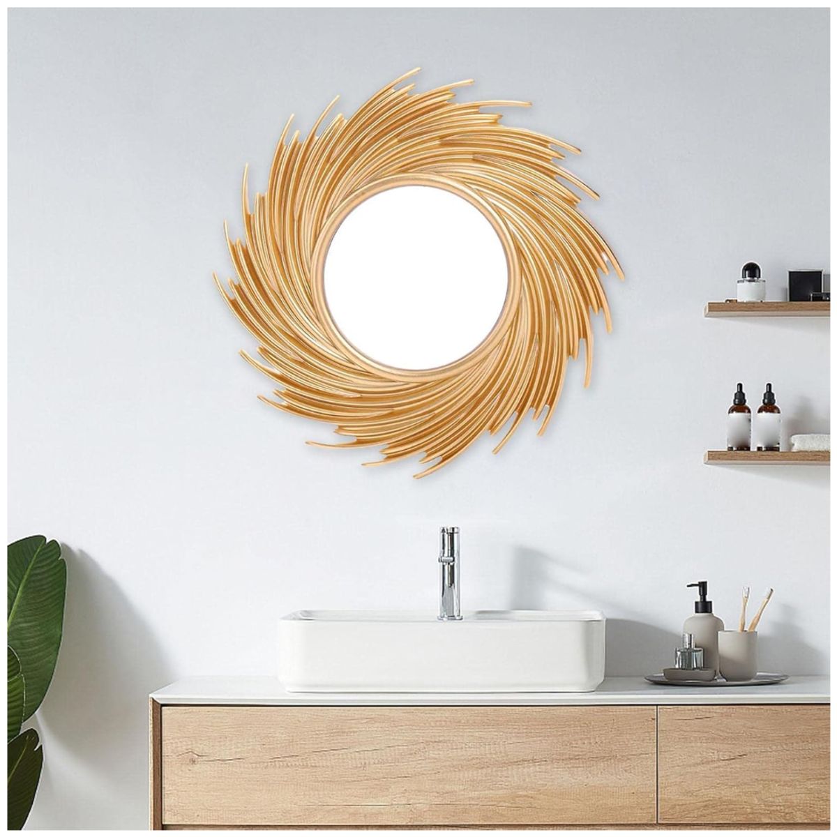 INSPIRA MARKET - Espejo Decorativo con marco Dorado Estilo Sol