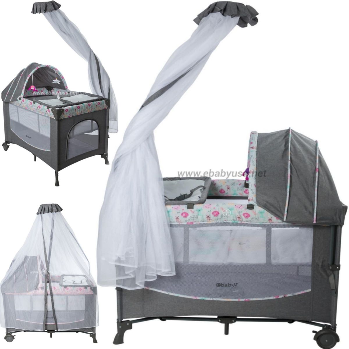 EBABY - Cuna Colecho Mecedora Dacora ROSADO