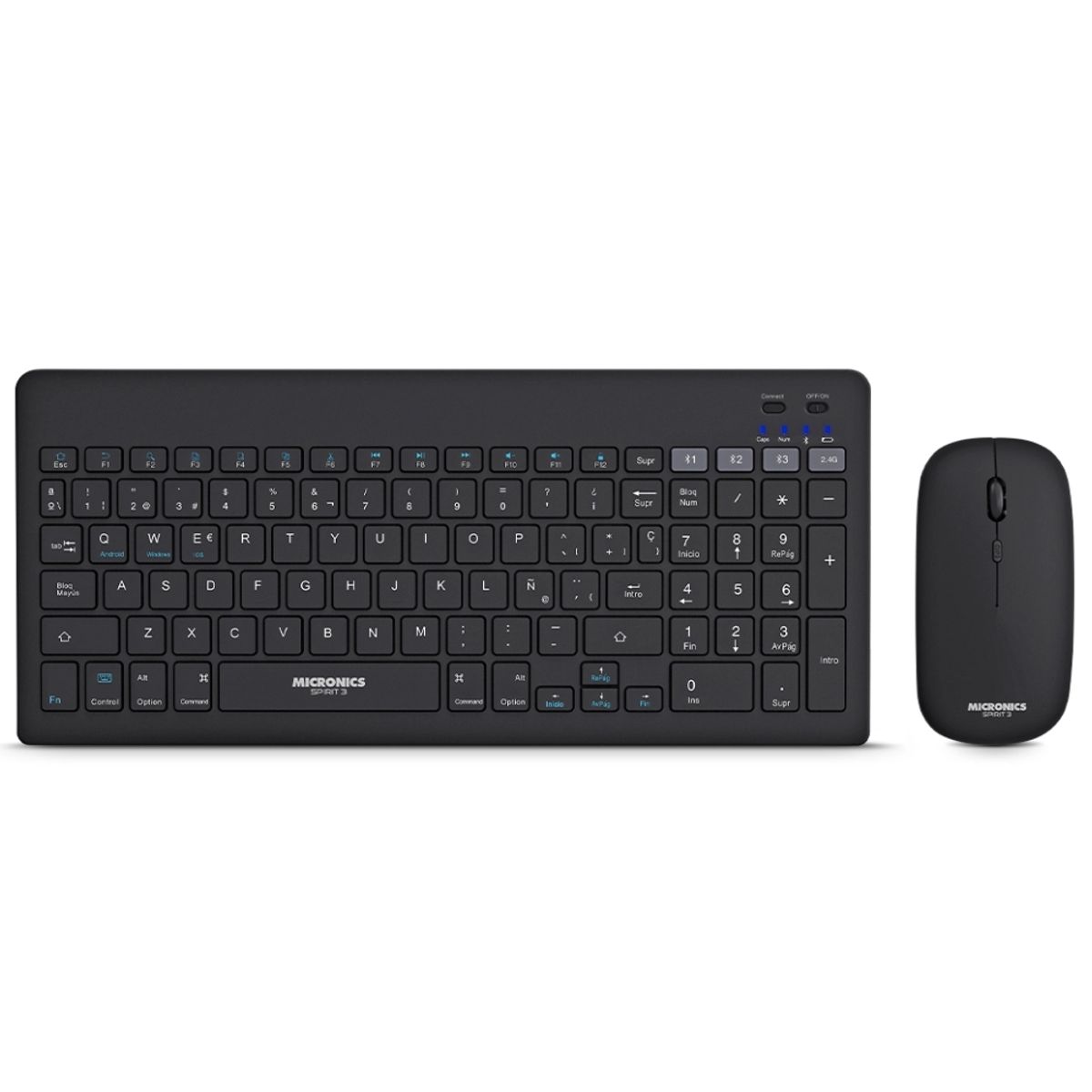 MICRONICS - Kit Inalámbrico Micronics Teclado y Mouse Spirit MIC WT800 Negro