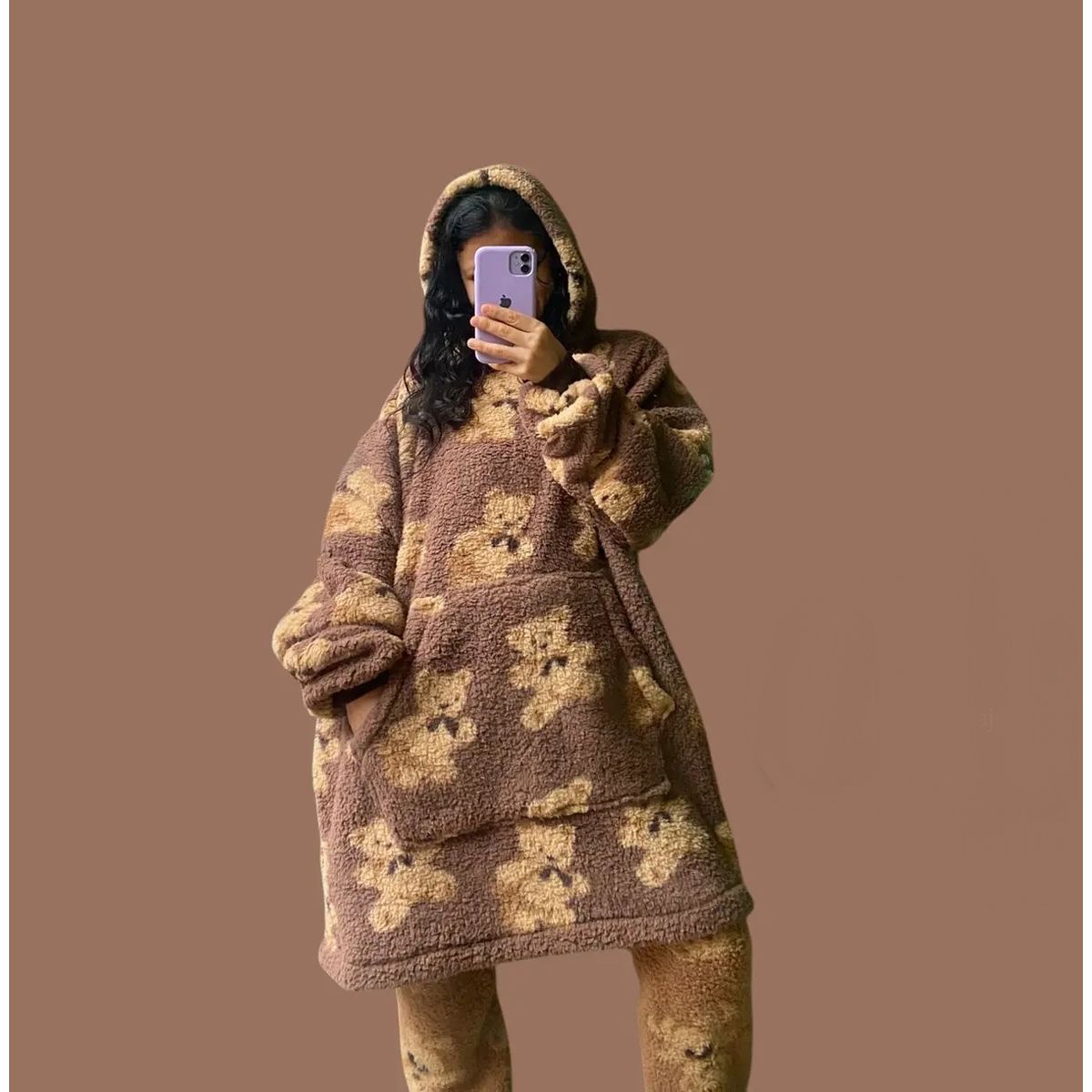 GENERICO - POLERON PIJAMA TEDDY PELUCHE INVIERNO PARA MUJER