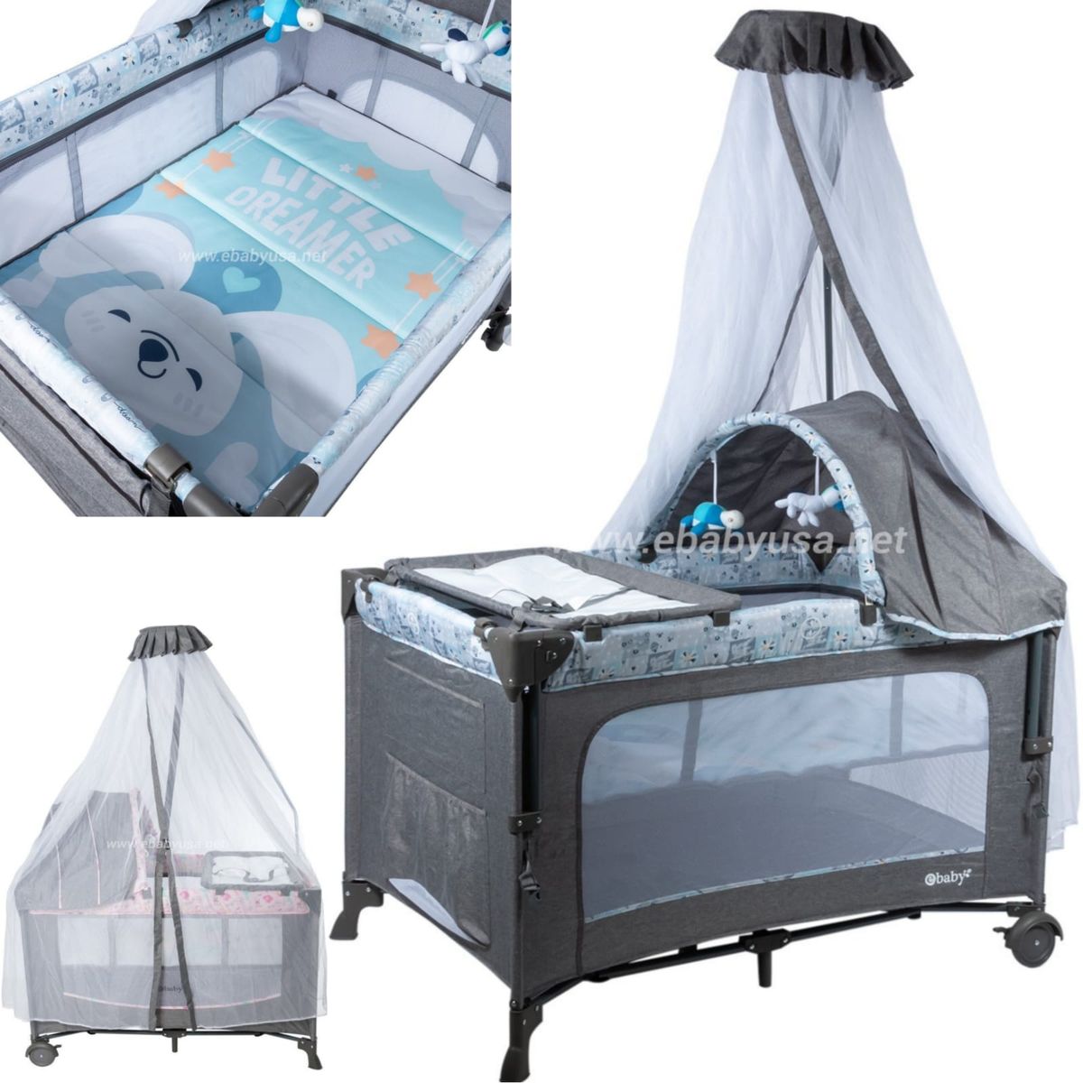 EBABY - Cuna Colecho Mecedora Dacora 750-2 CELESTE CON PLOMO