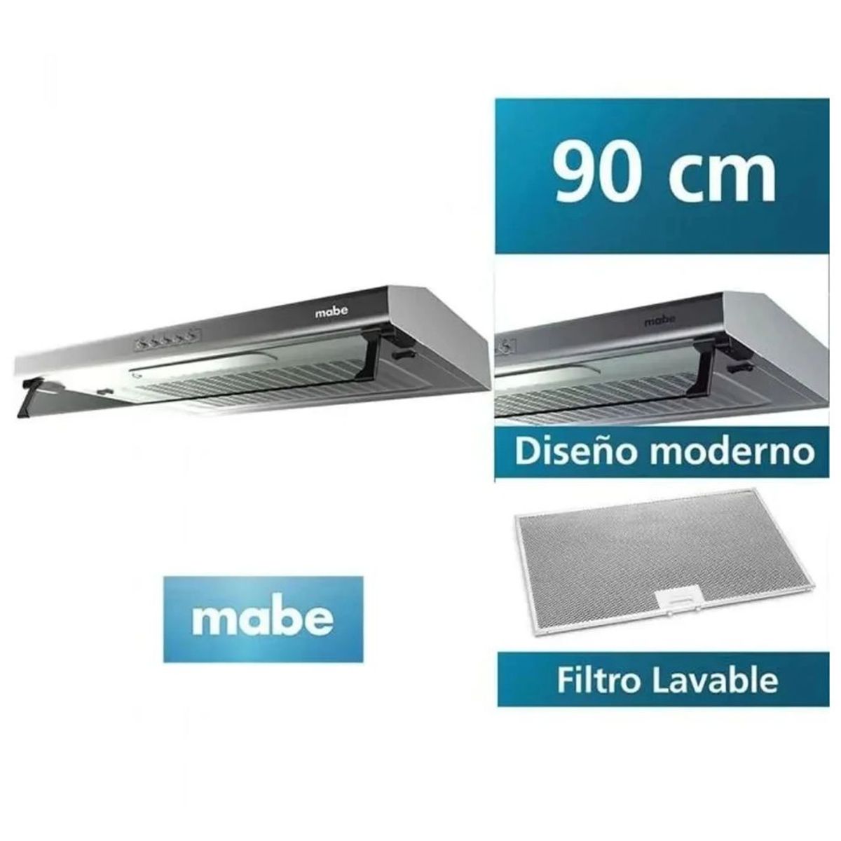 MABE - Campana Extractora Mabe 90cm Inox CMU9020PI0 - Silver