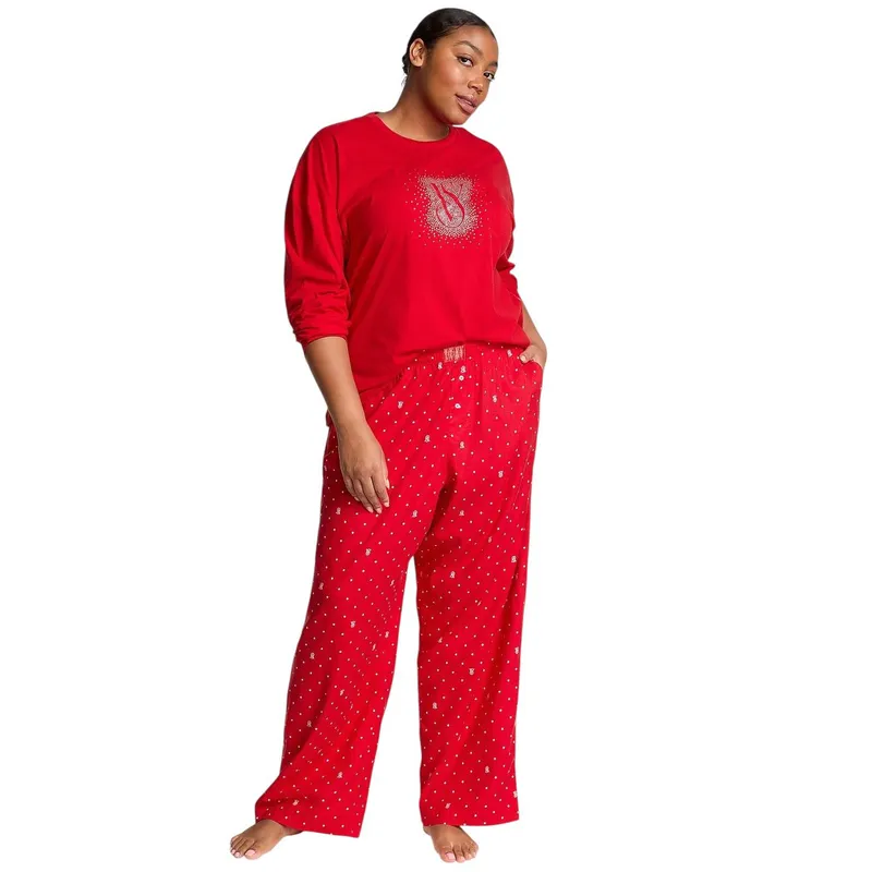 VICTORIA'S SECRET - Pijama Roja Oversize  Brillante Victorias Secret talla L