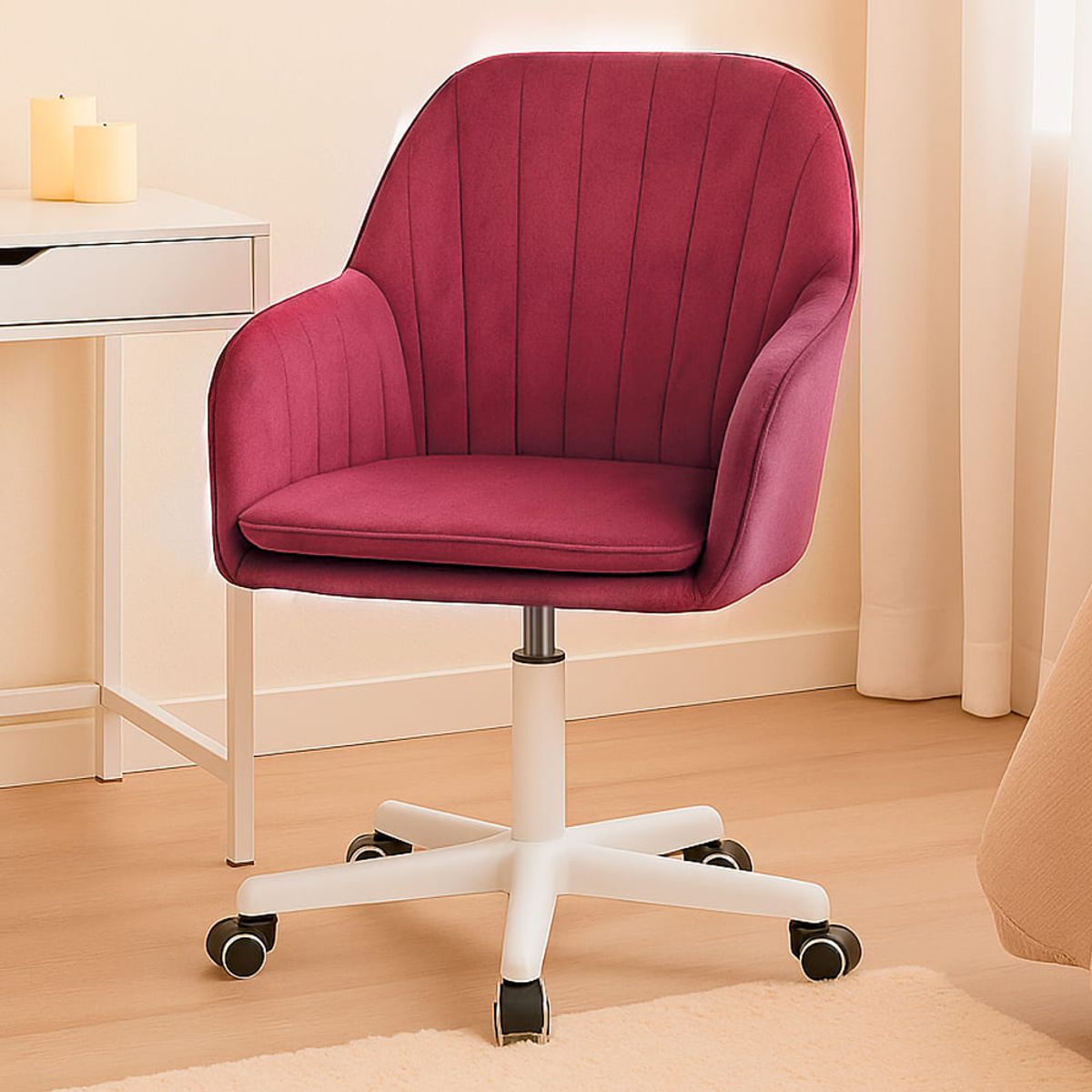 BUCKINGHAM - Silla Giratoria de Escritorio Oficina Buckingham Soft Rosado Bean