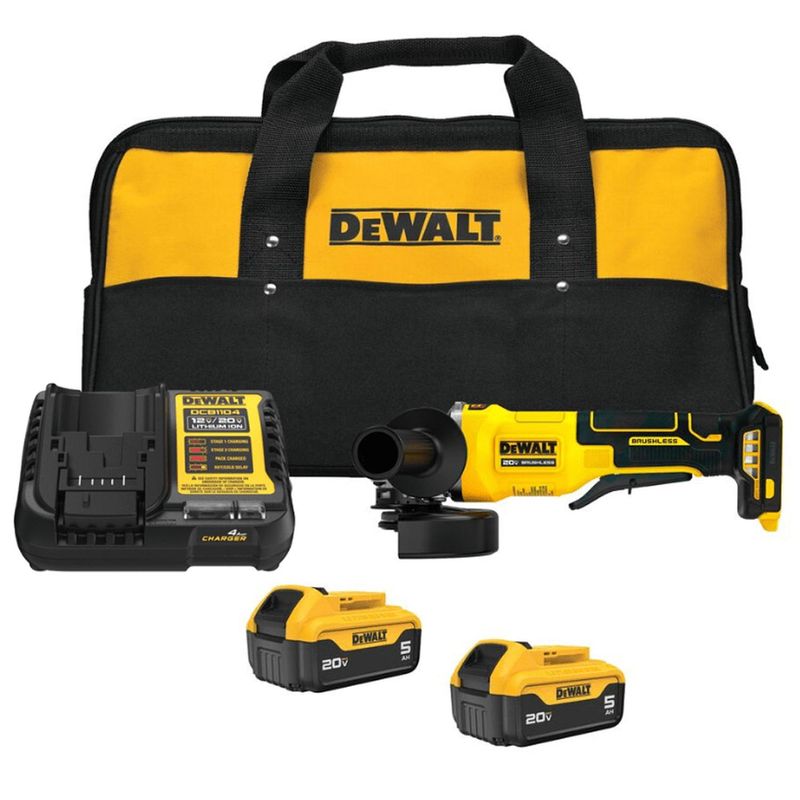 DEWALT - Amoladora Angular 4 1/2" 20V Brushless 2 Bat 5.0 Ah y Carg Dewalt DCG408P2-B2