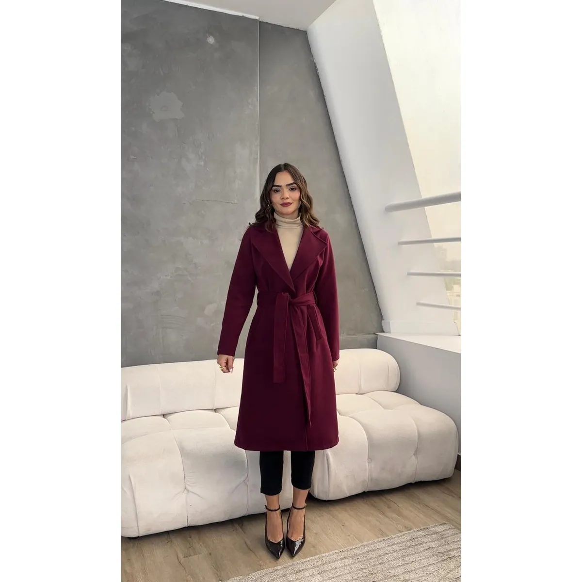 ALLEZ COLLECTION - Abrigo - Saco - Largo Monaco  para mujer con cinturon