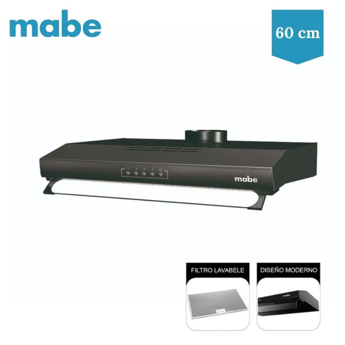 MABE - Campana Extractora 60CM CMU6020PB0 Negro
