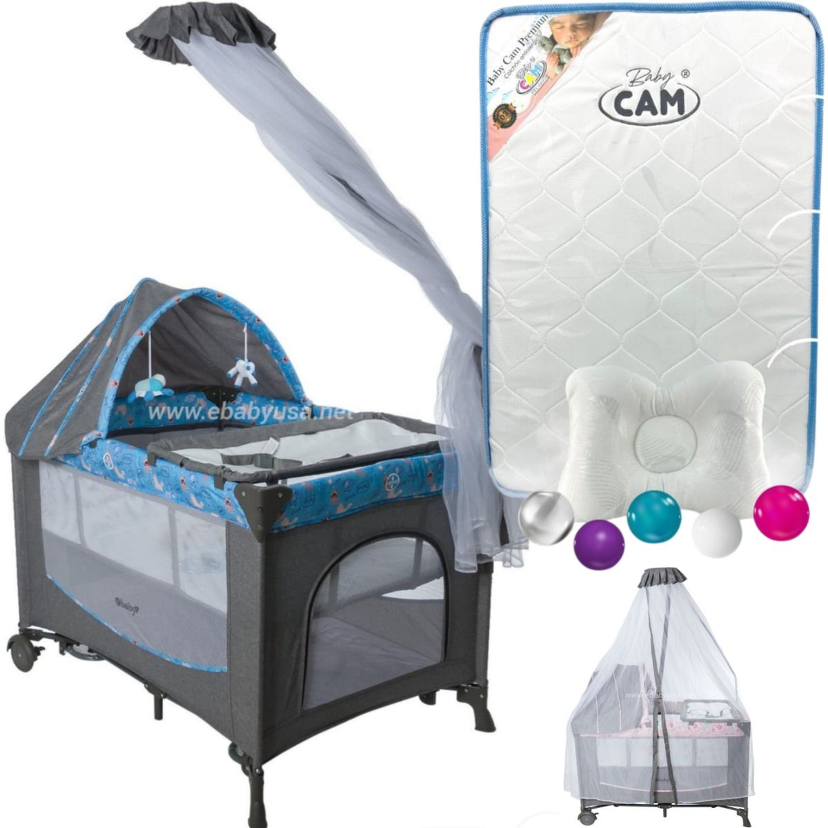 EBABY - Cuna Corral Dacora + Colchón con pelota