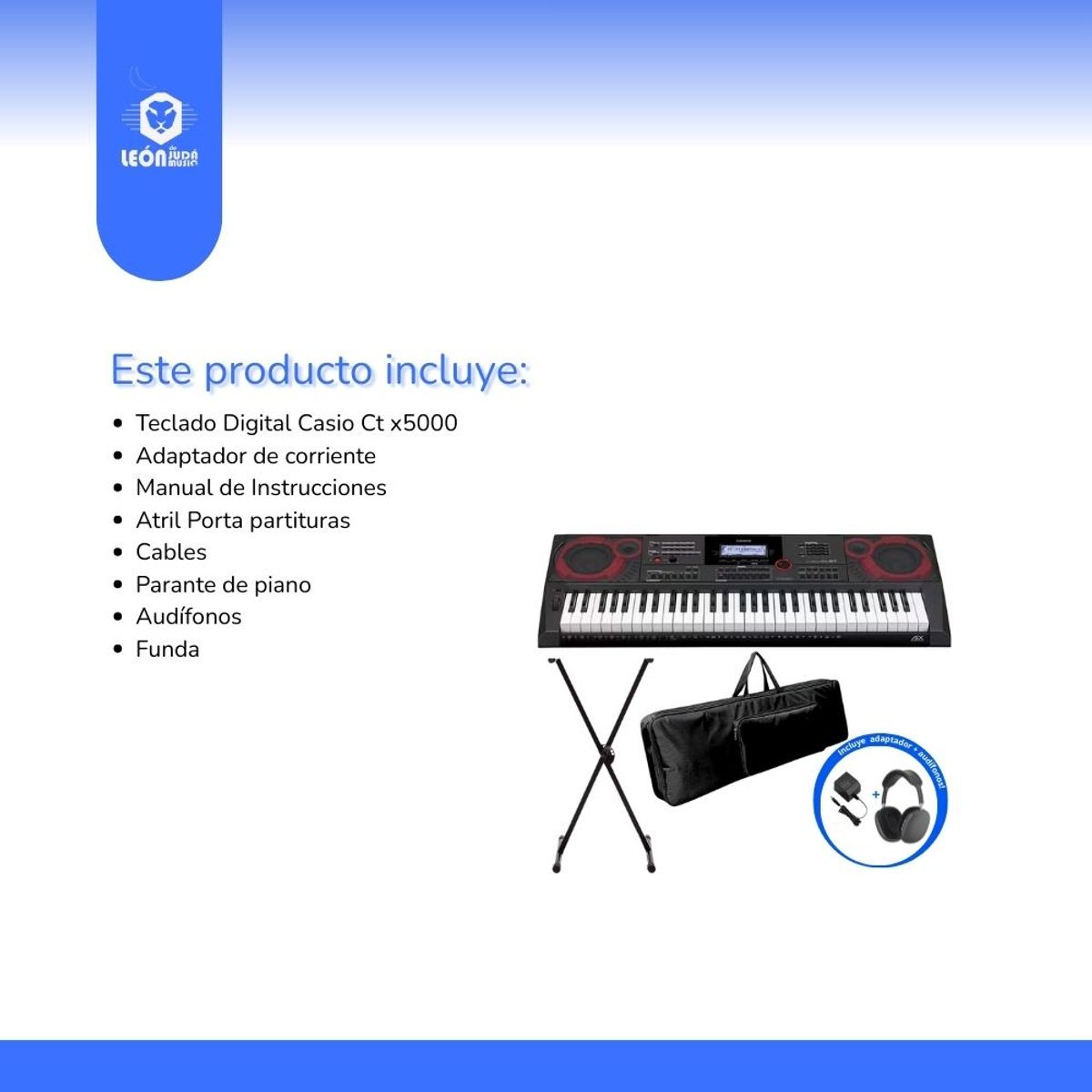 CASIO - TECLADO PIANO CT-X5000 KIT COMPLETO + AUDIFONOS