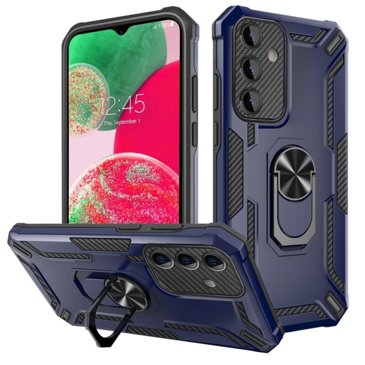 GENERICO - Funda para Zte A35 Holder Parante + Anillo Azul