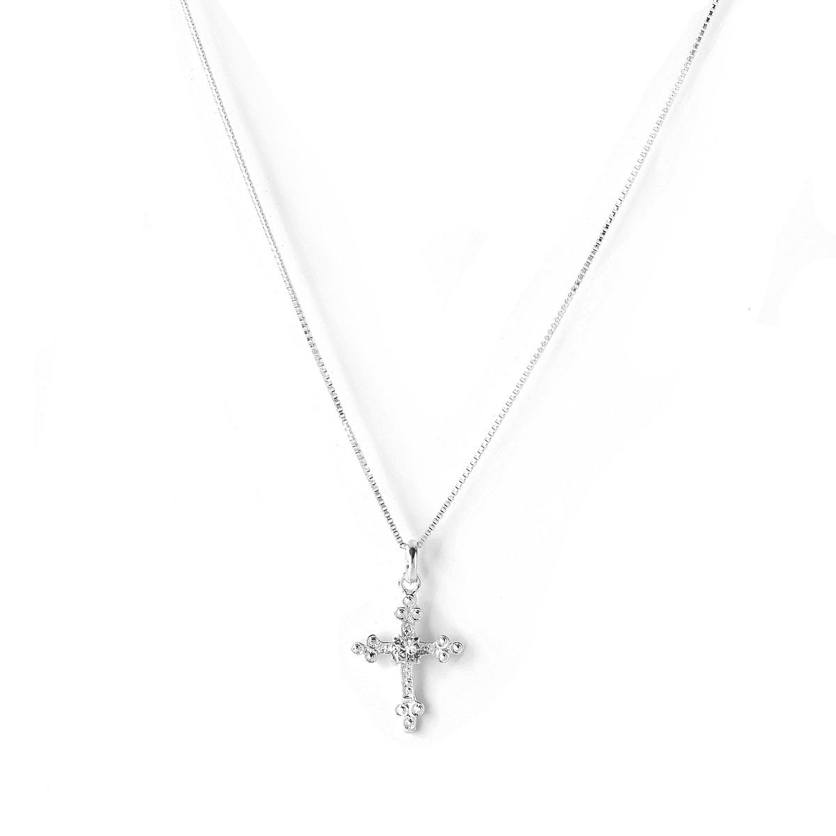 AMBAR JOYERIA - Collar Cruz Punto de Luz Plata 925