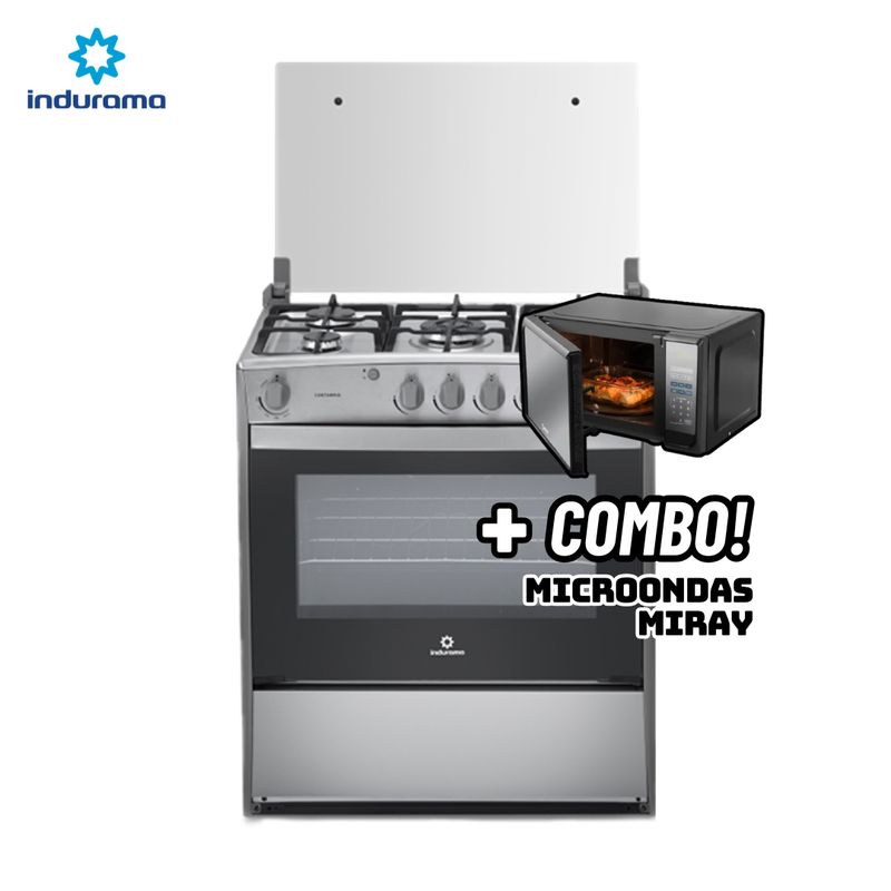 INDURAMA - COCINA DE PIE INDURAMA A GAS 5 HORNILLAS CROMA - CANTABRIA + MICROONDAS MIRAY HMM-20N