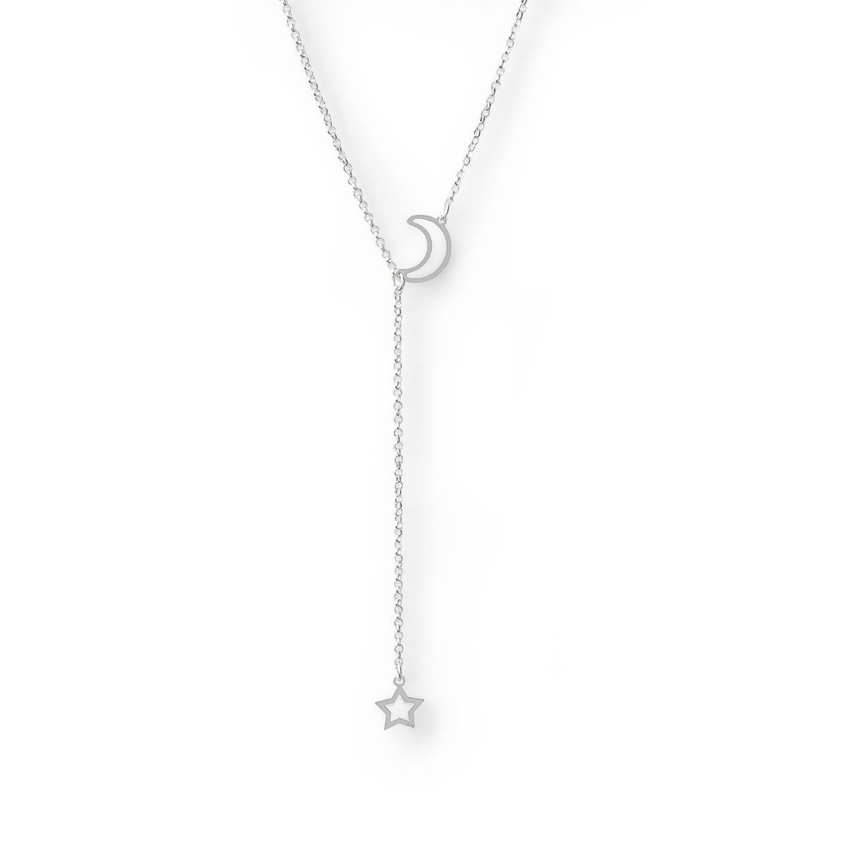 AMBAR JOYERIA - Collar Conti Luna y Estrella Calada Plata 925