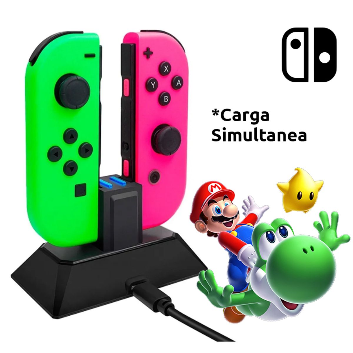 GENERICO - Estación de Carga para Nintendo Switch con carga USB Tipo C