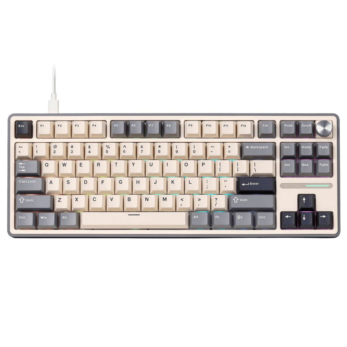 ROYAL KLUDGE - Teclado Royal Kludge RK-R87PRO TKL HALF GREY  CREAMY