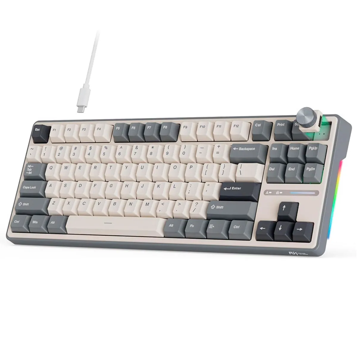 ROYAL KLUDGE - Teclado Royal Kludge RK-R87PRO TKL HALF GREY  CREAMY