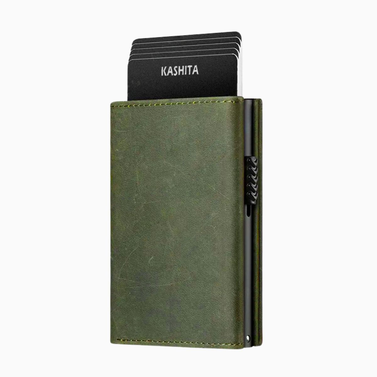 KASHITA - Billetera de Cuero para hombre con tarjetero automático anticlonación