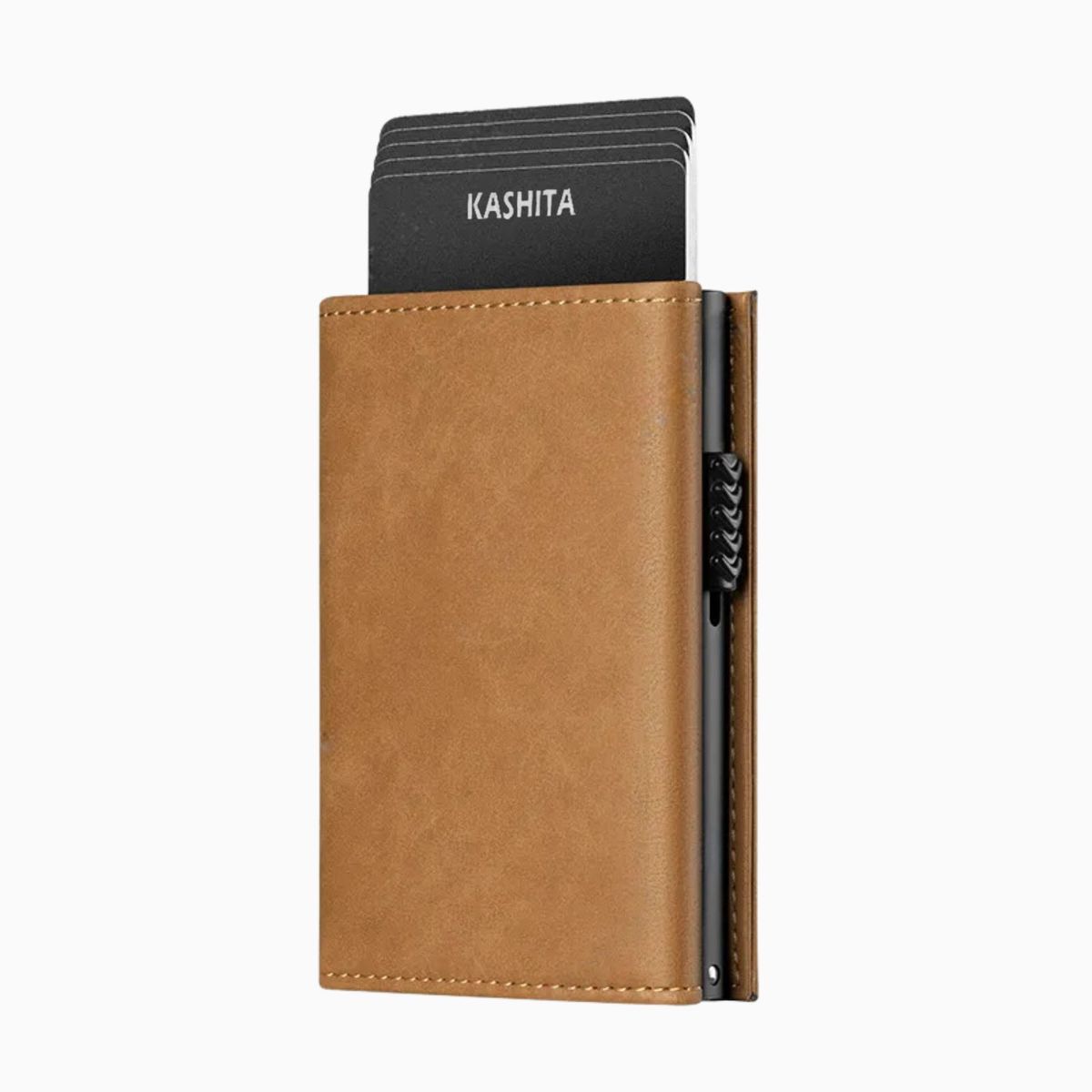 KASHITA - Billetera de Cuero para hombre con tarjetero automático anticlonación