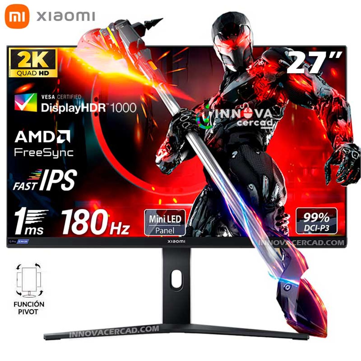 XIAOMI - Monitor gaming Xiaomi G Pro 27i de 27 2K QHD Fast IPS 180Hz 1Ms