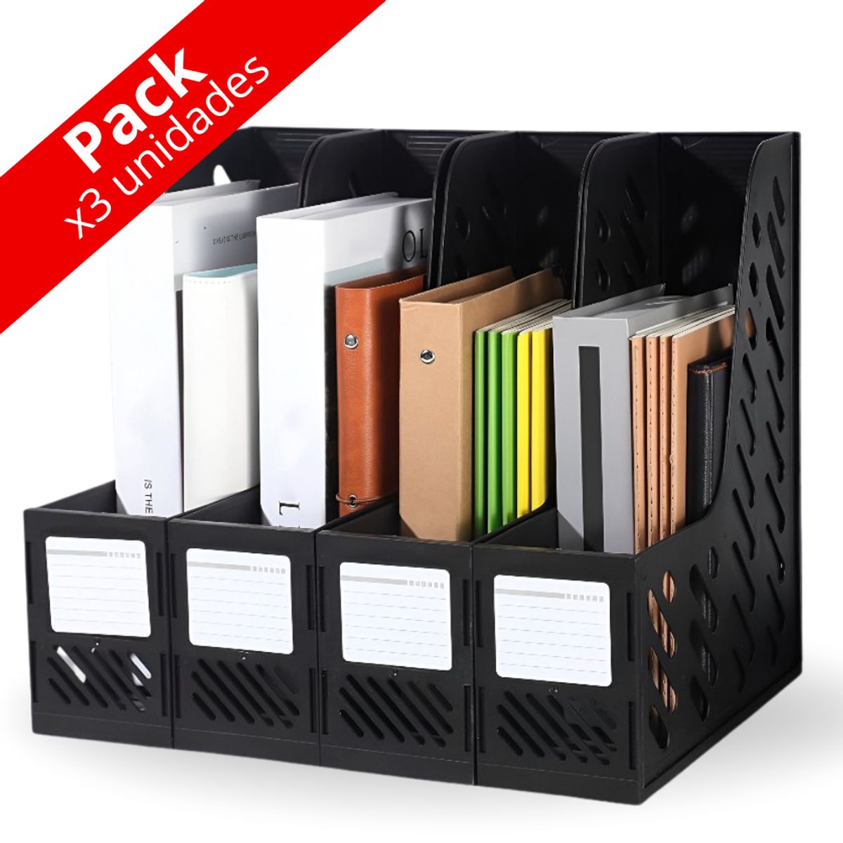 MINARI - Pack x3 Organizador de Escritorio Oficina 4 Divisiones AP4