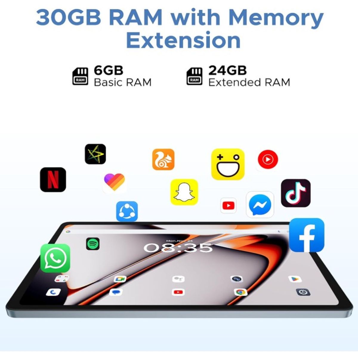 DOOGEE - Tablet DOOGEE U11 Pro IPS 11 pulgadas HD 30GB RAM+256GB ROM, 8580mAh, AZUL