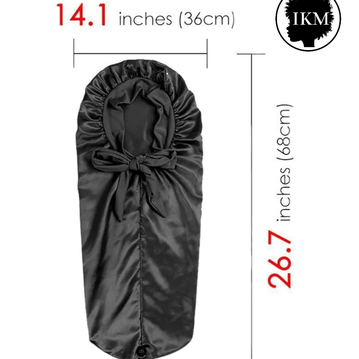 GENERICO - Gorro de Satin Bonnet Largo para dormir en color negro