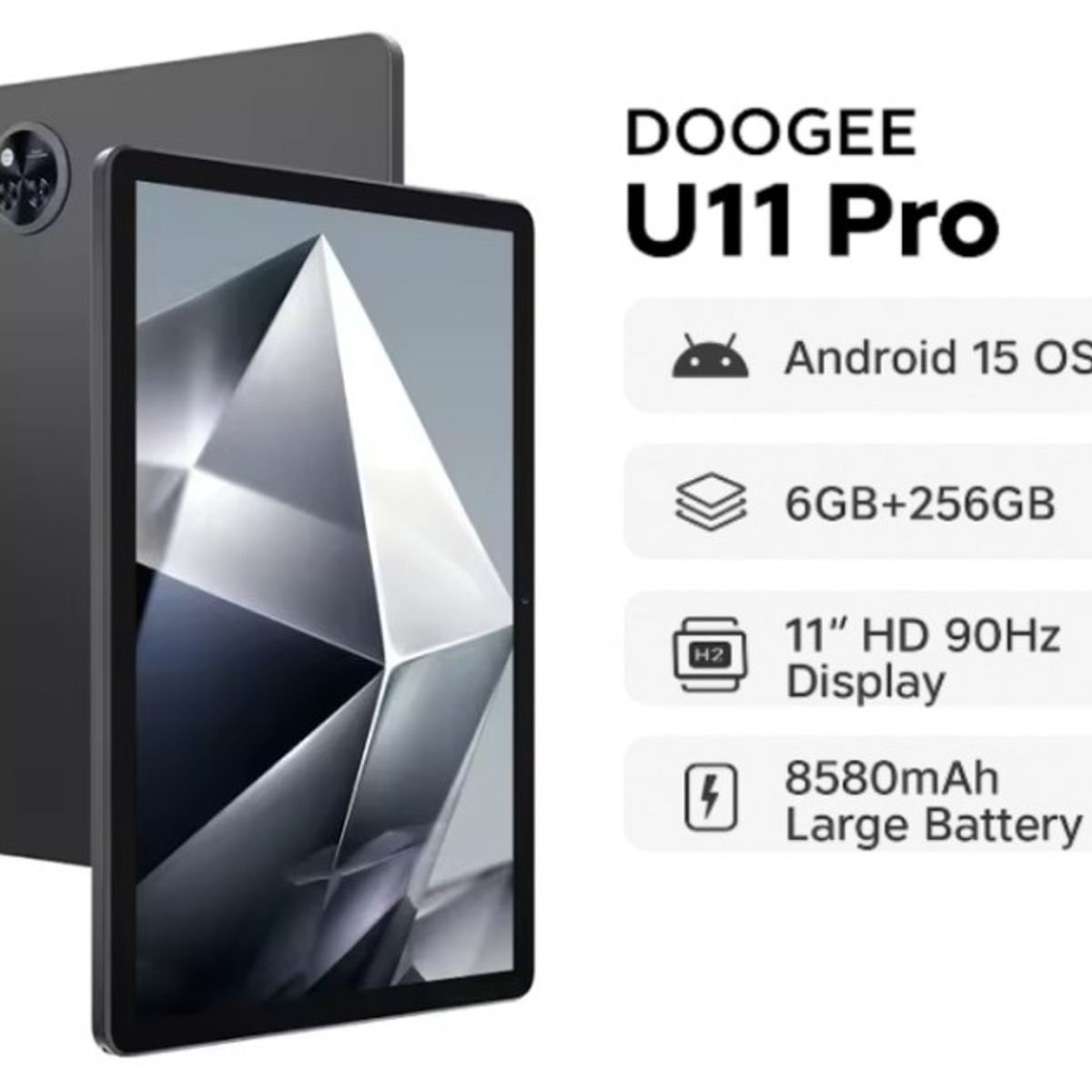 DOOGEE - TABLET DOOGEE U11 Pro, 13MP, 5MP, 6 RAM+256GB ROM, 8580mAh, 1280x800, 90Hz, Negro