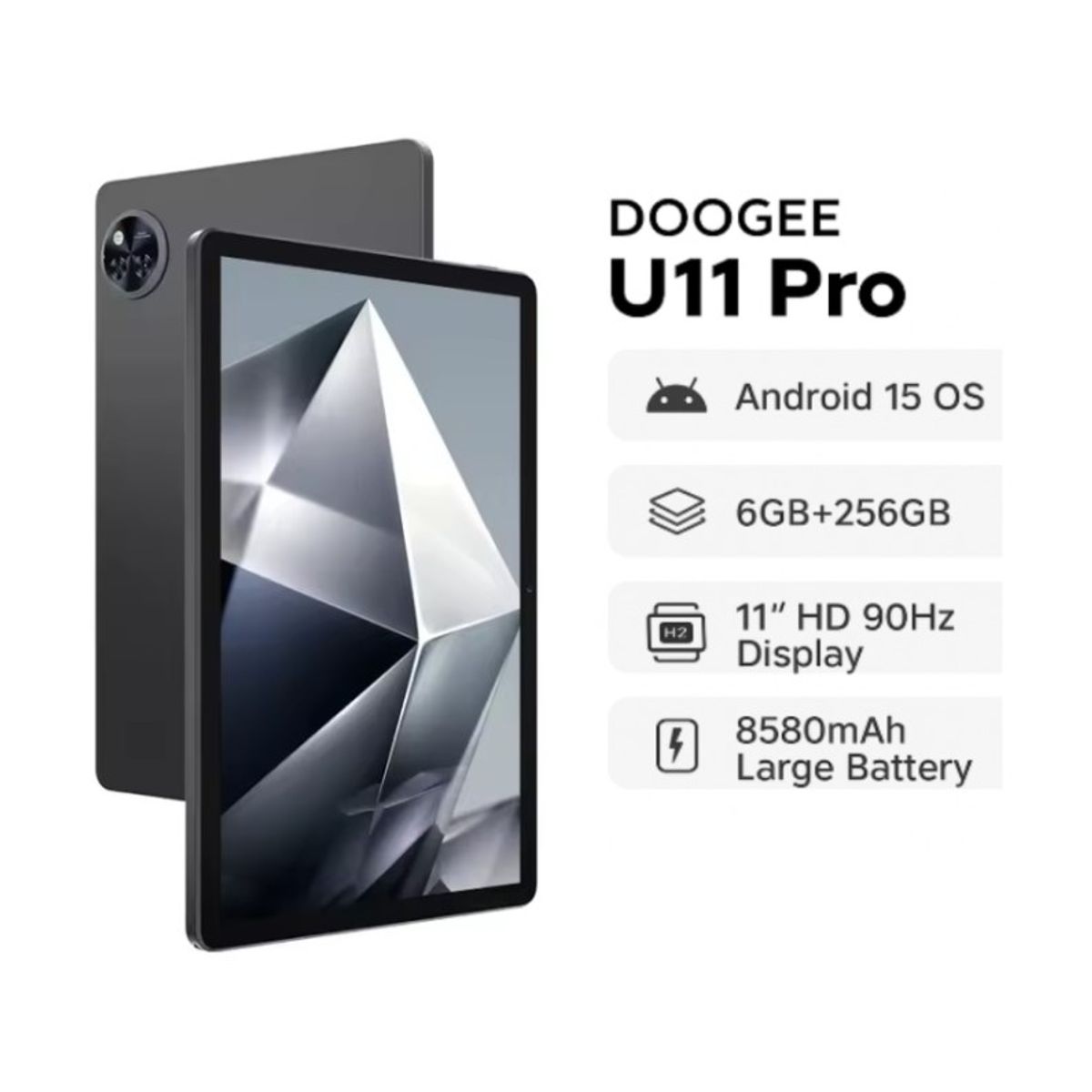 DOOGEE - TABLET DOOGEE U11 Pro, 13MP, 5MP, 6 RAM+256GB ROM, 8580mAh, 1280x800, 90Hz, Negro