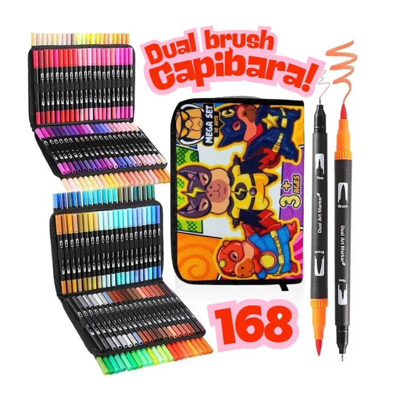GENERICO - PLUMONES DUAL BRUSH 168 COLORES - CAPIBARA