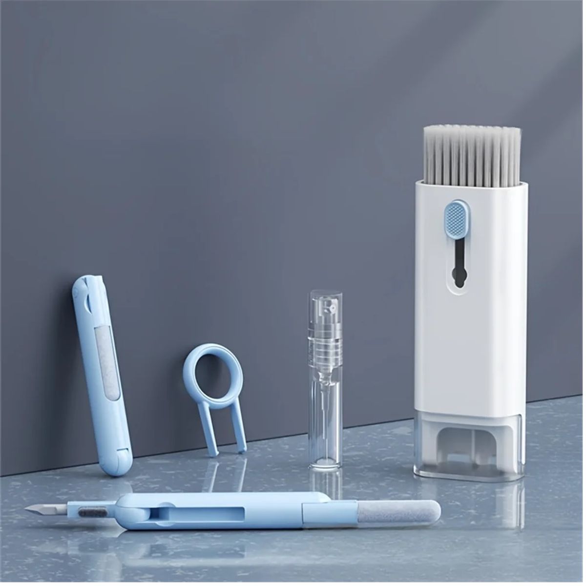 GENERICO - KIT DE LIMPIEZA DE TECLADO ELECTRÓNICO 7 EN 1 CELESTE