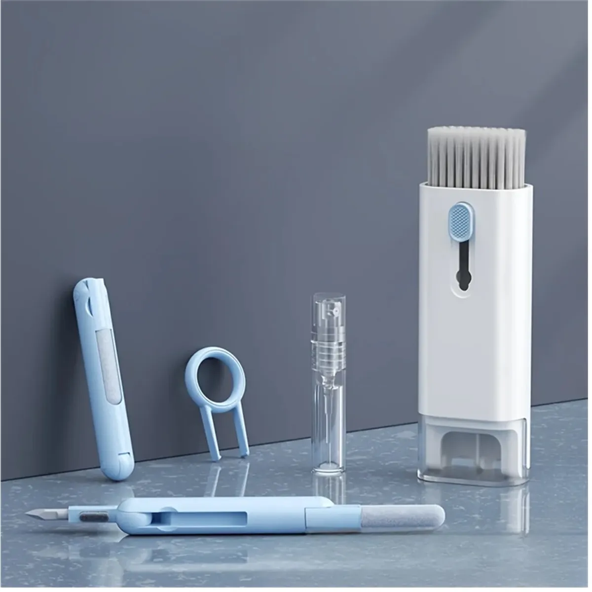 GENERICO - KIT DE LIMPIEZA DE TECLADO ELECTRÓNICO 7 EN 1 CELESTE