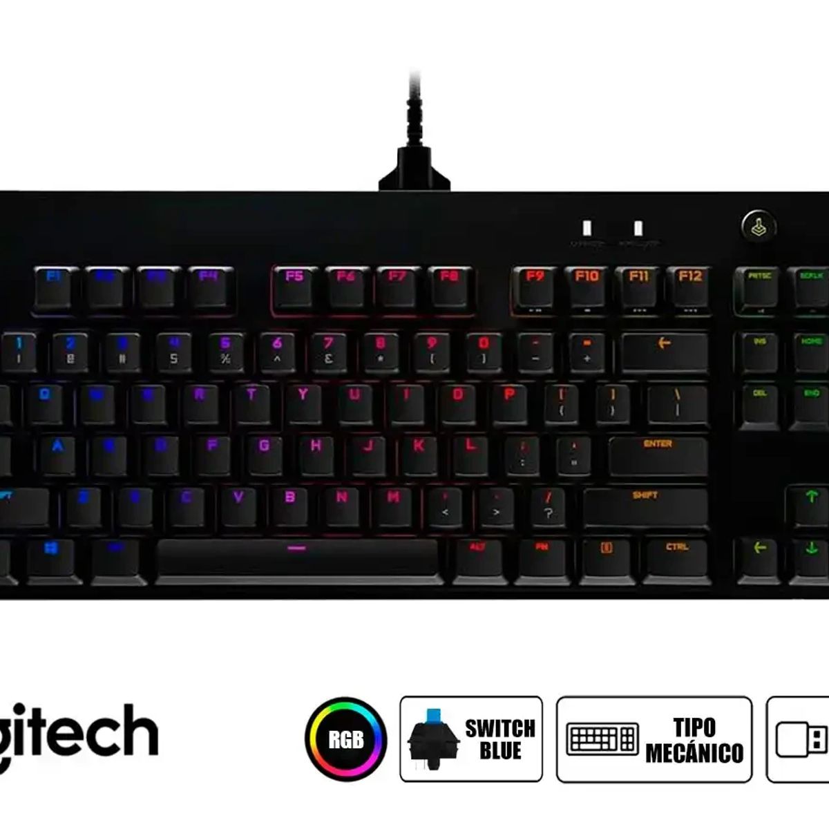 LOGITECH - TECLADO GAMER LOGITECH PRO RGB CON CABLE NEGRO